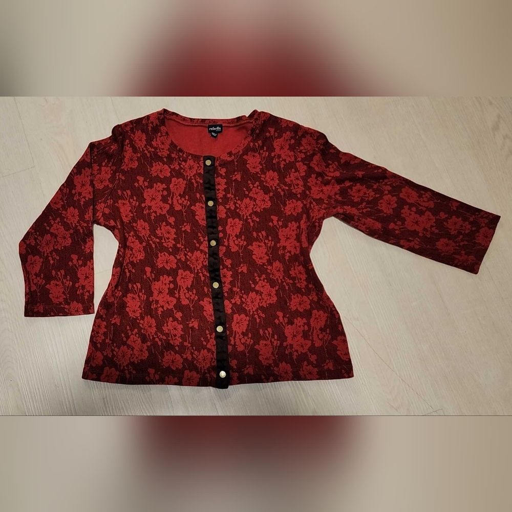 Rafaella Red Button Down Top Size P/M